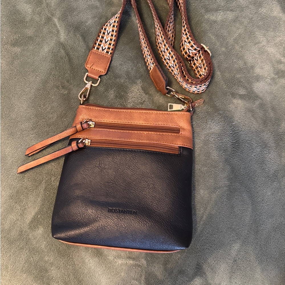 Bostanten Black and Tan Crossbody Bag